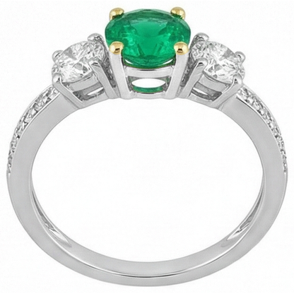 Natural Real ( Not Lab Grown ) Anniversary Green Emerald GIA Ring