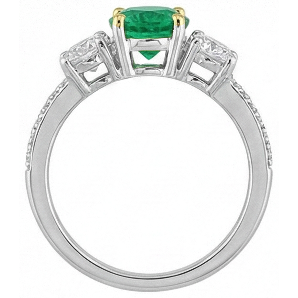 Natural Real ( Not Lab Grown ) Anniversary Green Emerald GIA Ring