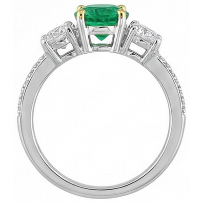 Natural Real ( Not Lab Grown ) Anniversary Green Emerald GIA Ring