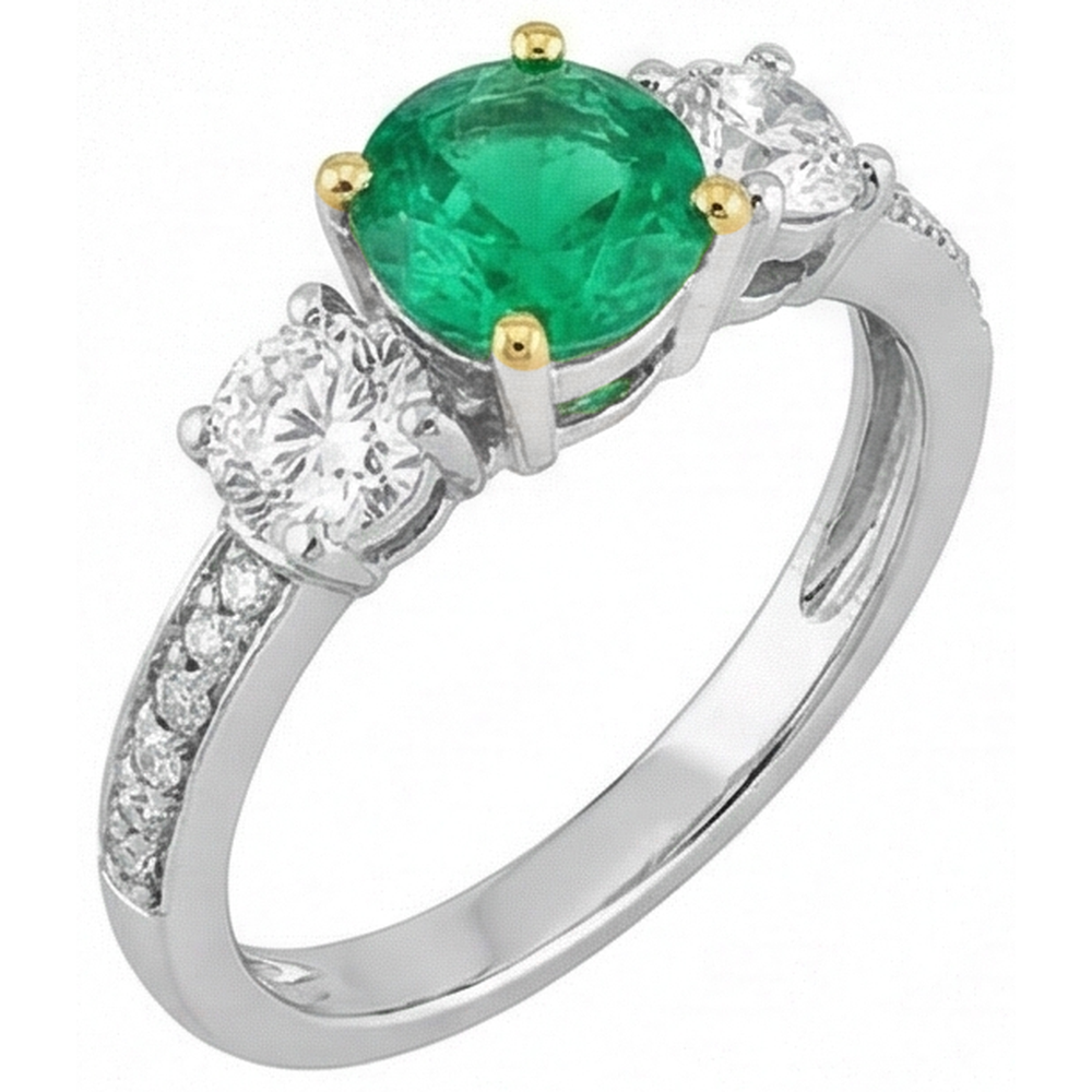 Natural Real ( Not Lab Grown ) Anniversary Green Emerald GIA Ring