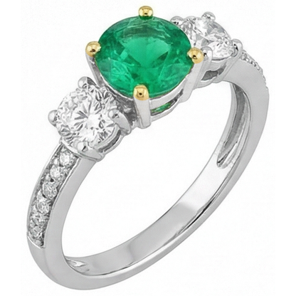 Natural Real ( Not Lab Grown ) Anniversary Green Emerald GIA Ring