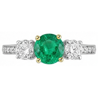 Natural Real ( Not Lab Grown ) Anniversary Green Emerald GIA Ring