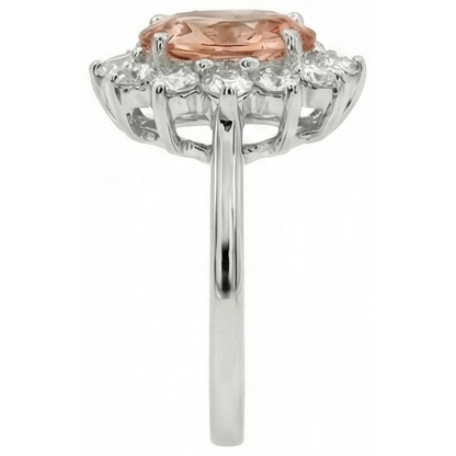 Anniversary Ring 11 Ct Morganite And Natural Earth Mined Diamonds White Gold 14K