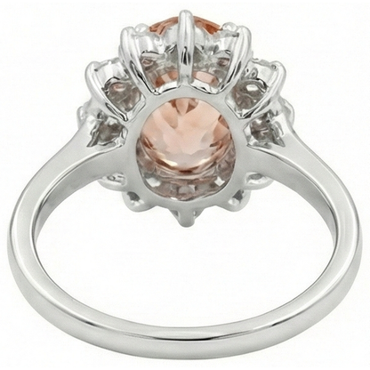 Anniversary Ring 11 Ct Morganite And Natural Earth Mined Diamonds White Gold 14K