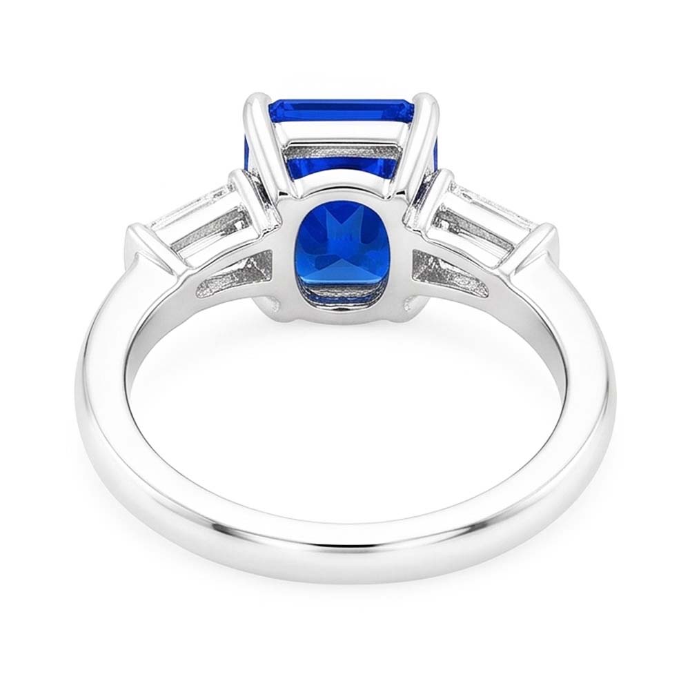 Anniversary Ring Baguette Natural Earth Mined Diamonds Radiant Sapphire 3 Stone 3 Carats