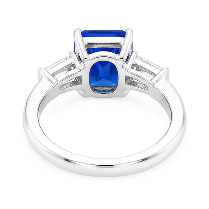 Anniversary Ring Baguette Natural Earth Mined Diamonds Radiant Sapphire 3 Stone 3 Carats