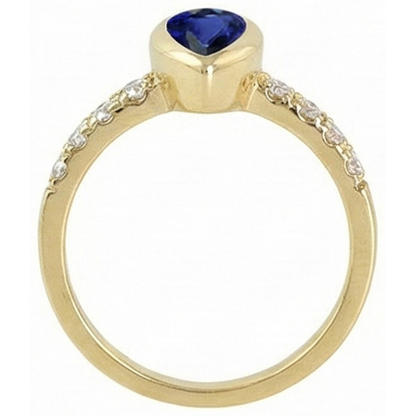 Natural Real ( Not Lab Grown )  Anniversary Ring Bezel Set Pear Blue Sapphire 2 Carats With Accents