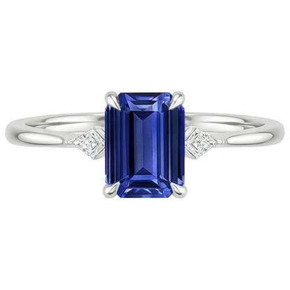 Anniversary Ring Emerald Ceylon Sapphire & Natural Earth Mined Diamond Accents 3.25 Carats