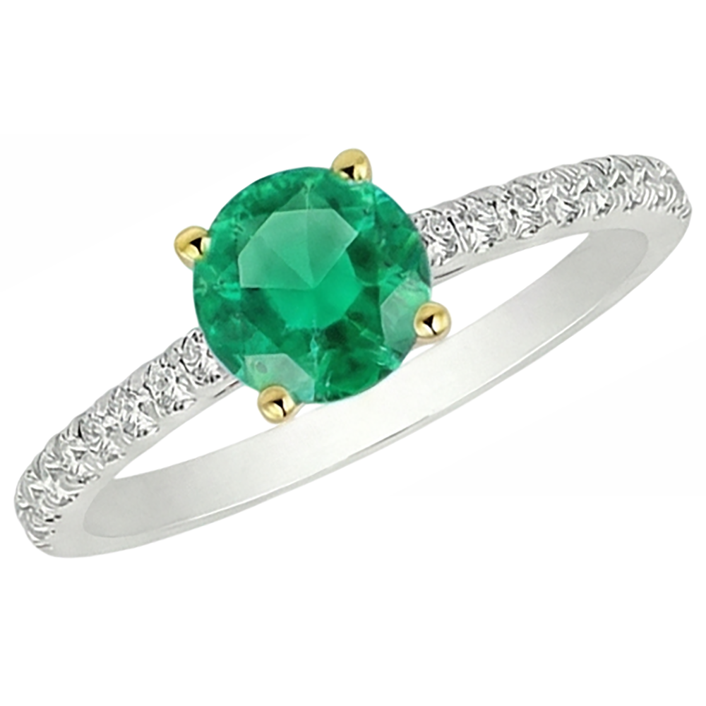 Natural Real ( Not Lab Grown ) Anniversary Ring Green Emerald GIA Gemstone Round Cut