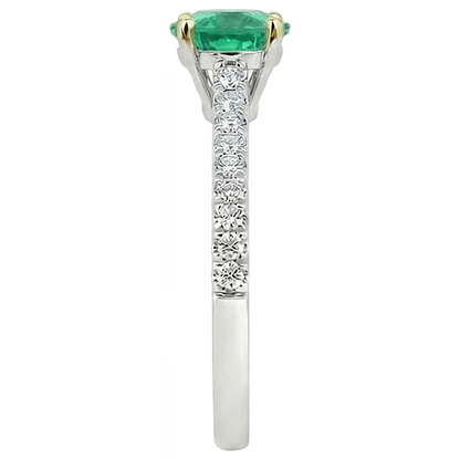 Natural Real ( Not Lab Grown ) Anniversary Ring Green Emerald GIA Gemstone Round Cut