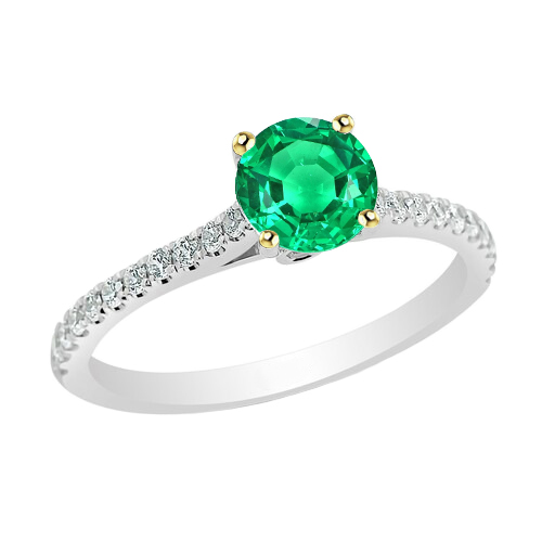 Anniversary Ring Green Emerald Gemstone Round Cut