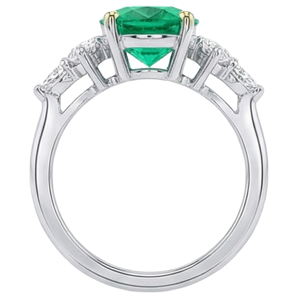 Natural Real ( Not Lab Grown ) Anniversary Ring Pear Green Emerald GIA Milestone Jewelry