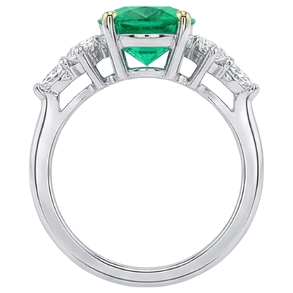 Natural Real ( Not Lab Grown ) Anniversary Ring Pear Green Emerald GIA Milestone Jewelry