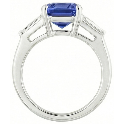natural radiant sapphire 3.50ct ring profile view