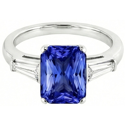 Natural Sapphire Ring 3.50ct - White Gold 14K