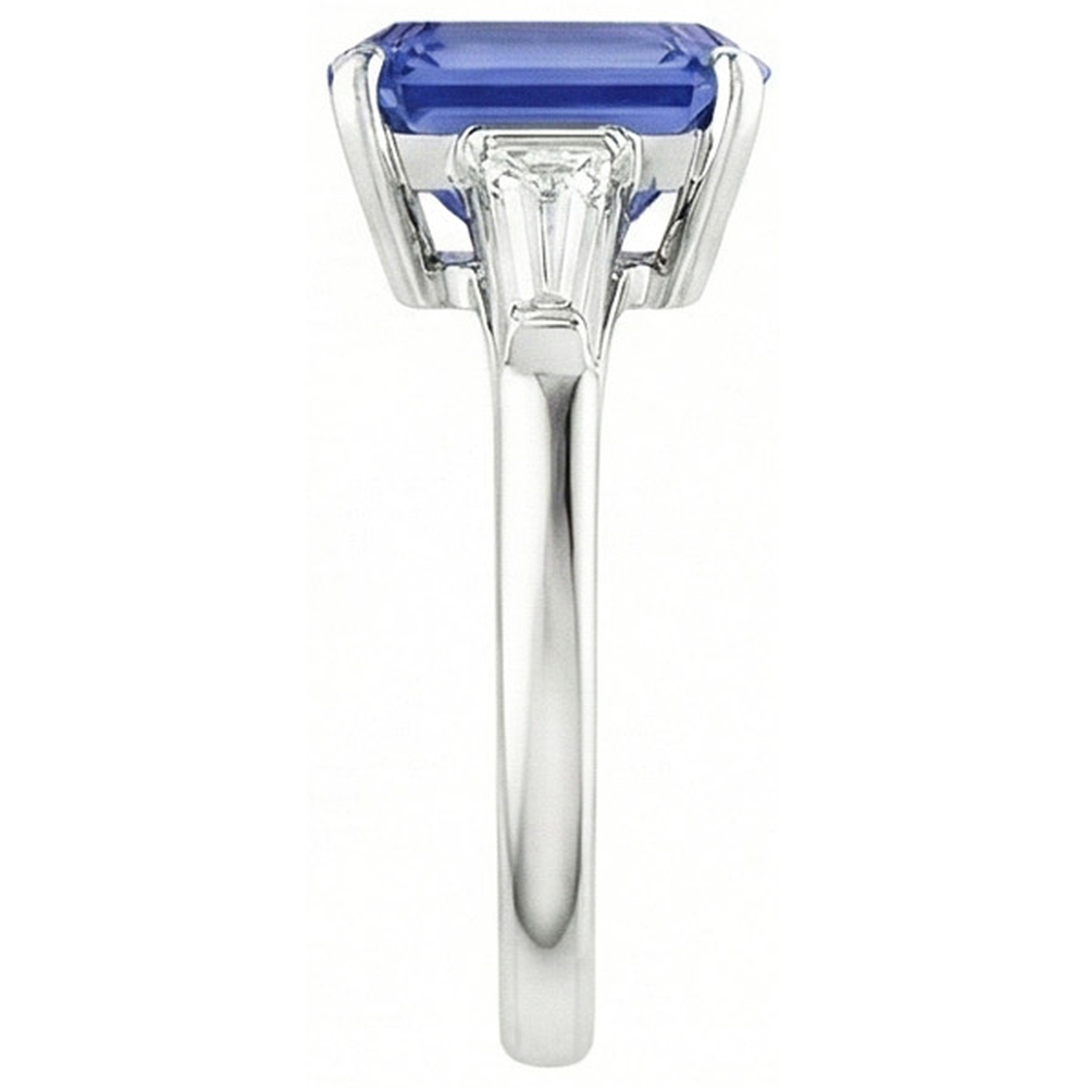 natural radiant sapphire 3.50ct ring top view