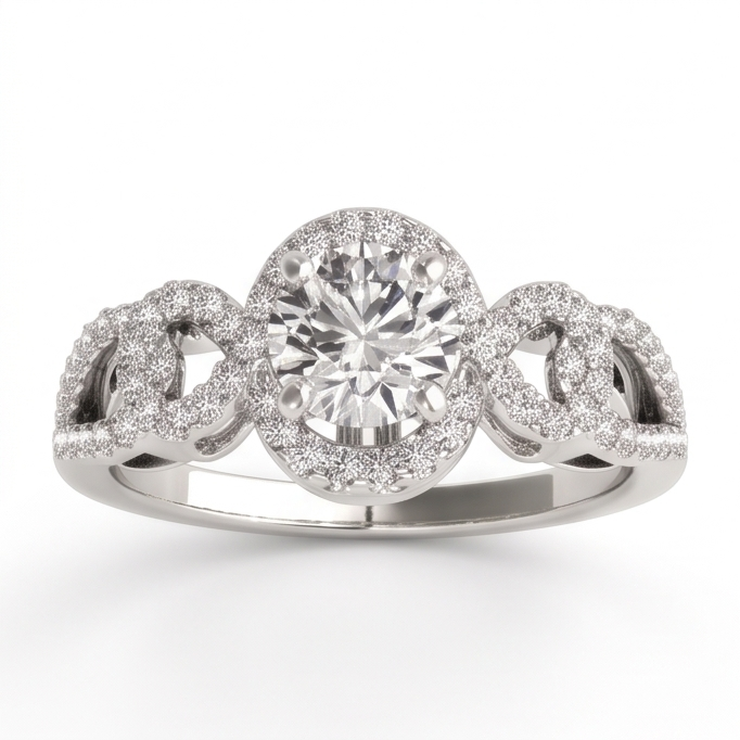 Anniversary Round Natural Earth Mined Diamond Engagement Ring Antique Style 2 Ct. WG 14K