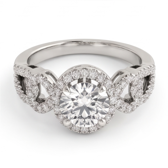 Anniversary Round Natural Earth Mined Diamond Engagement Ring Antique Style 2 Ct. WG 14K