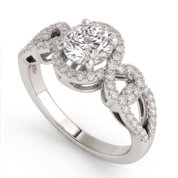 Anniversary Round Natural Earth Mined Diamond Engagement Ring Antique Style 2 Ct. WG 14K