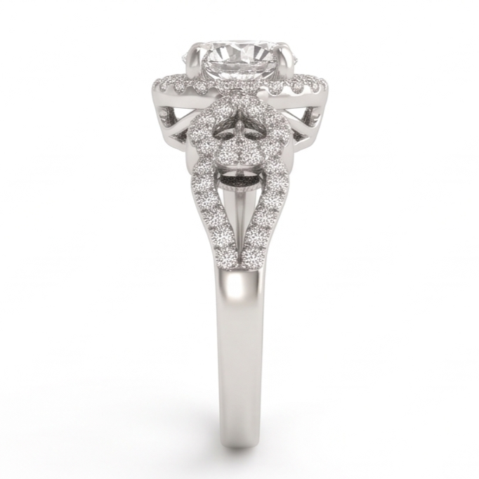 Anniversary Round Natural Earth Mined Diamond Engagement Ring Antique Style 2 Ct. WG 14K