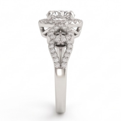 Anniversary Round Natural Earth Mined Diamond Engagement Ring Antique Style 2 Ct. WG 14K