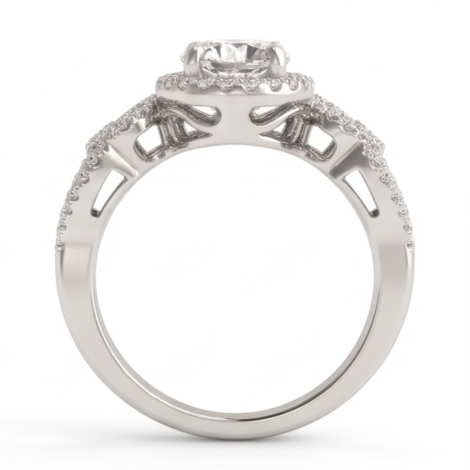Anniversary Round Natural Earth Mined Diamond Engagement Ring Antique Style 2 Ct. WG 14K