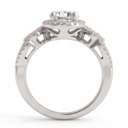 Anniversary Round Natural Earth Mined Diamond Engagement Ring Antique Style 2 Ct. WG 14K