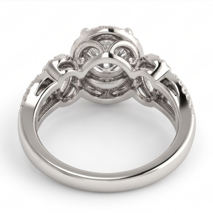 Anniversary Round Natural Earth Mined Diamond Engagement Ring Antique Style 2 Ct. WG 14K