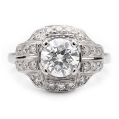 Anniversary Round Old Mine Cut Natural Earth Mined Diamond Ring 2 Carats Antique Style