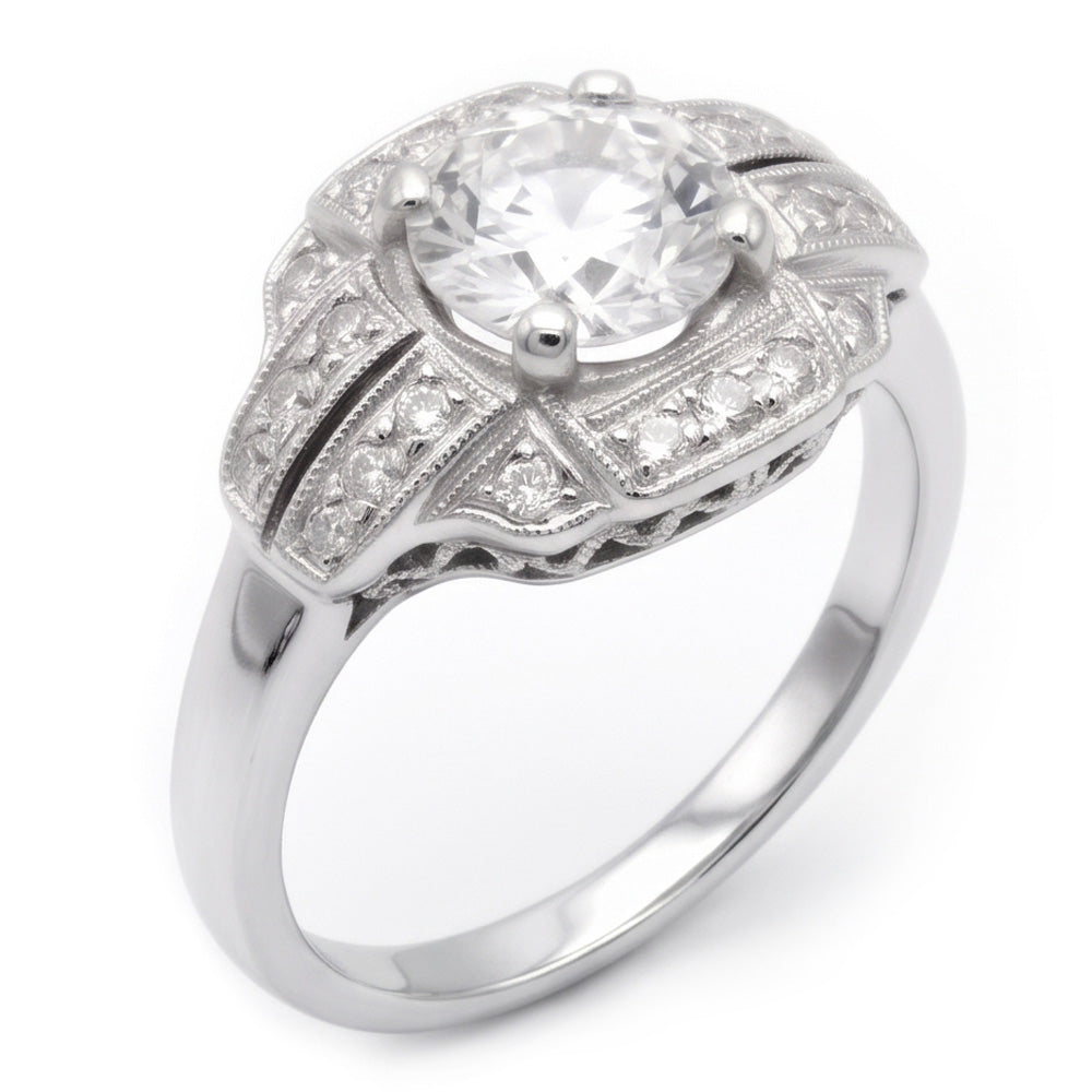 Anniversary Round Old Mine Cut Natural Earth Mined Diamond Ring 2 Carats Antique Style