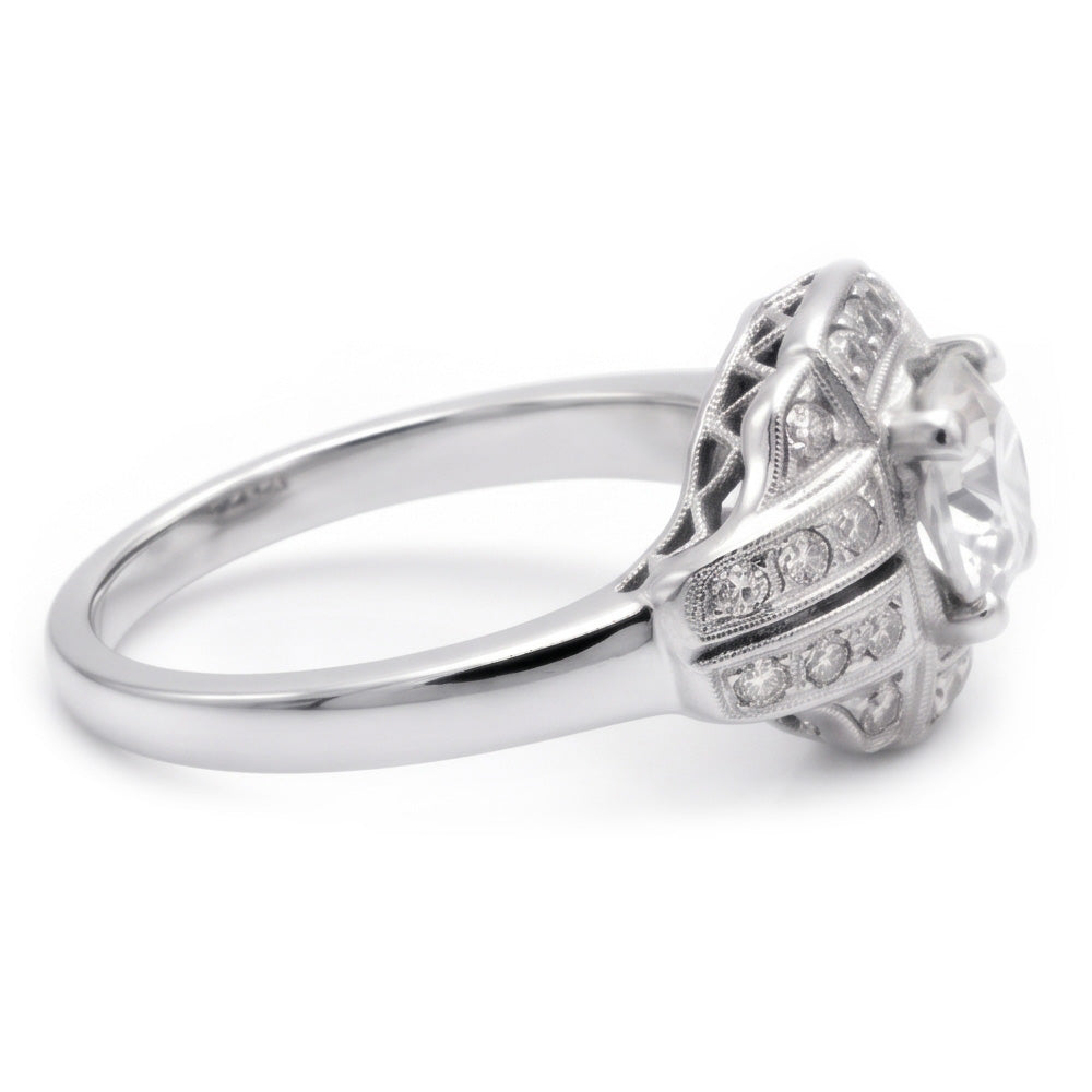 Anniversary Round Old Mine Cut Natural Earth Mined Diamond Ring 2 Carats Antique Style