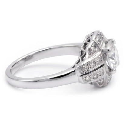 Anniversary Round Old Mine Cut Natural Earth Mined Diamond Ring 2 Carats Antique Style