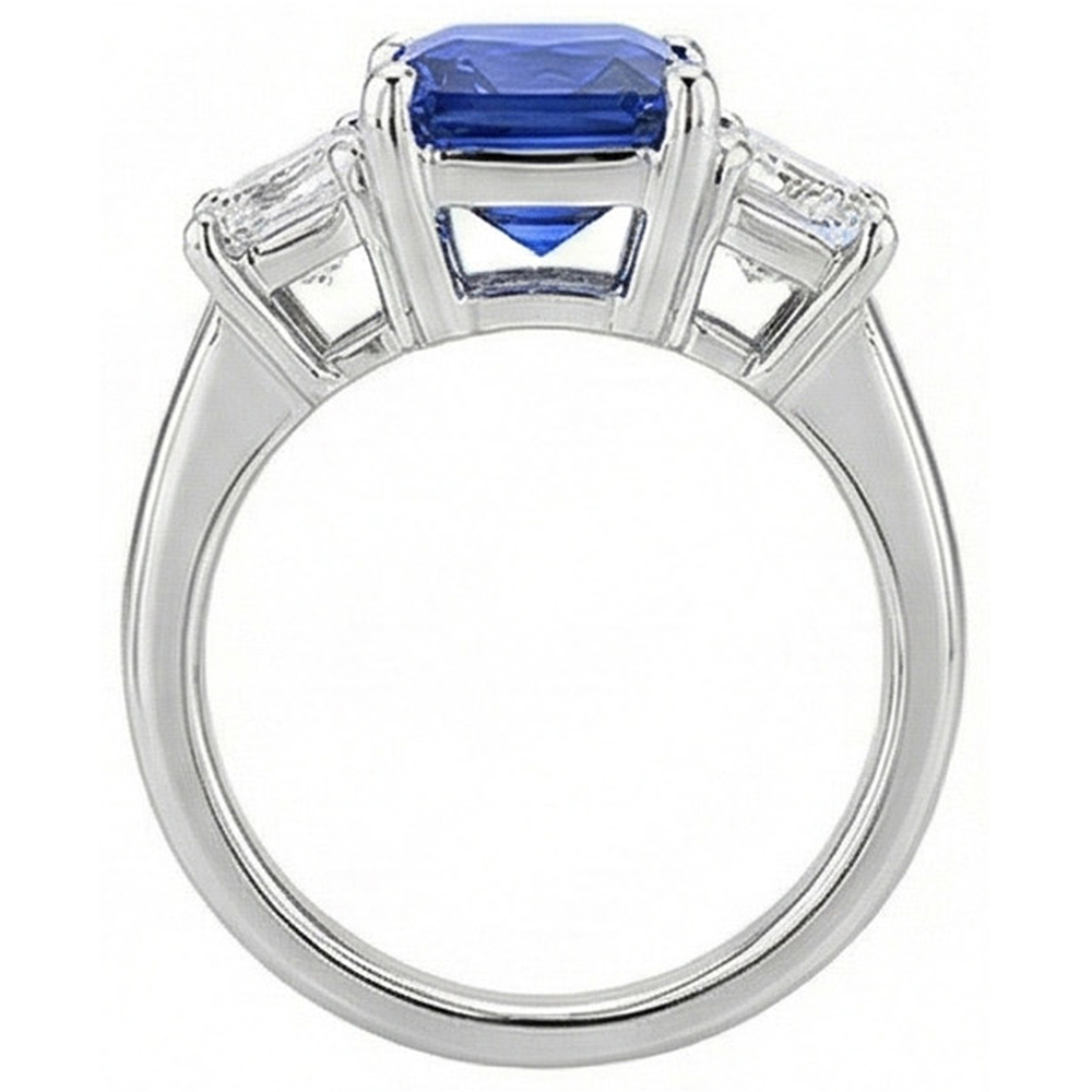 Anniversary Sapphire Ring 5 Carats 3 Stone Emerald Natural Earth Mined Diamonds Jewelry