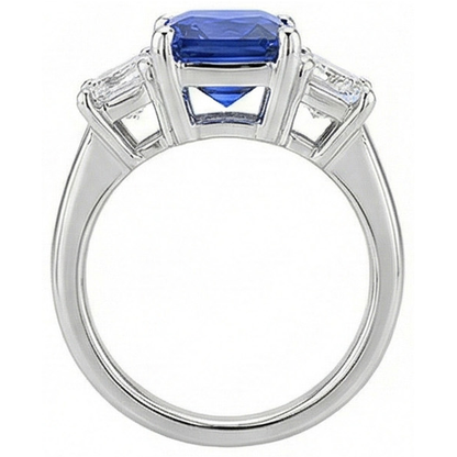 Anniversary Sapphire Ring 5 Carats 3 Stone Emerald Natural Earth Mined Diamonds Jewelry