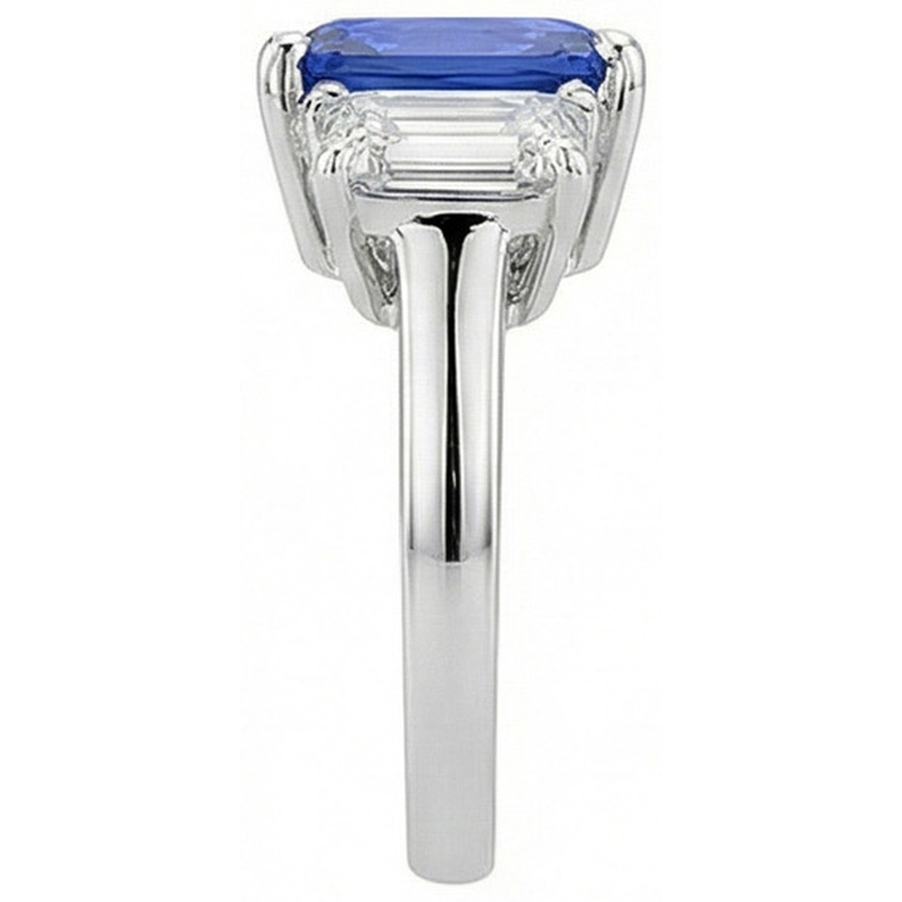 Anniversary Sapphire Ring 5 Carats 3 Stone Emerald Natural Earth Mined Diamonds Jewelry