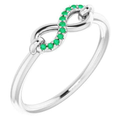 Anniversary Wedding Band Green Emerald 0.25 Carats Infinity Jewelry New