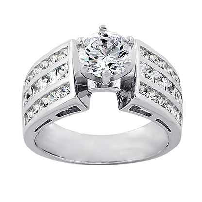 Anniversary Natural Earth Mined Diamond Engagement Ring 2.51 Carat White Gold 14K