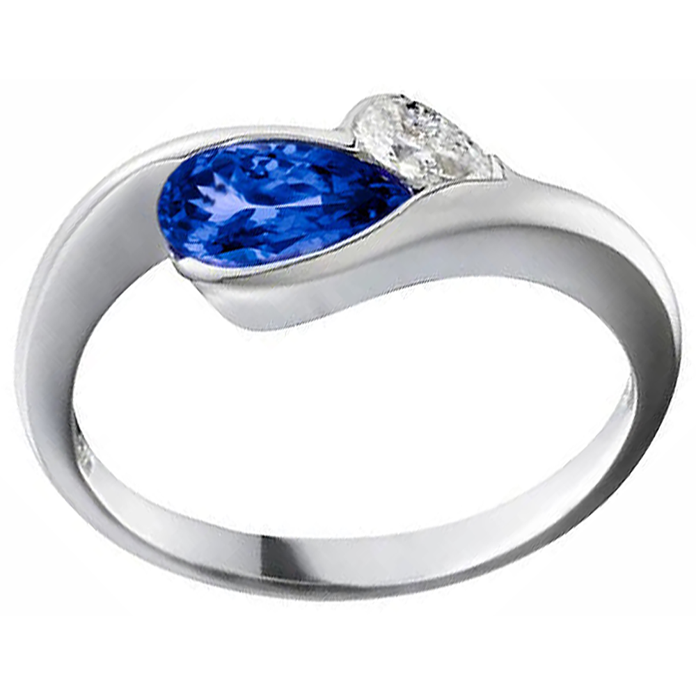 Antique Style 2.01 Carat Gold Ring Tanzanite Pear Natural Earth Mined Diamond