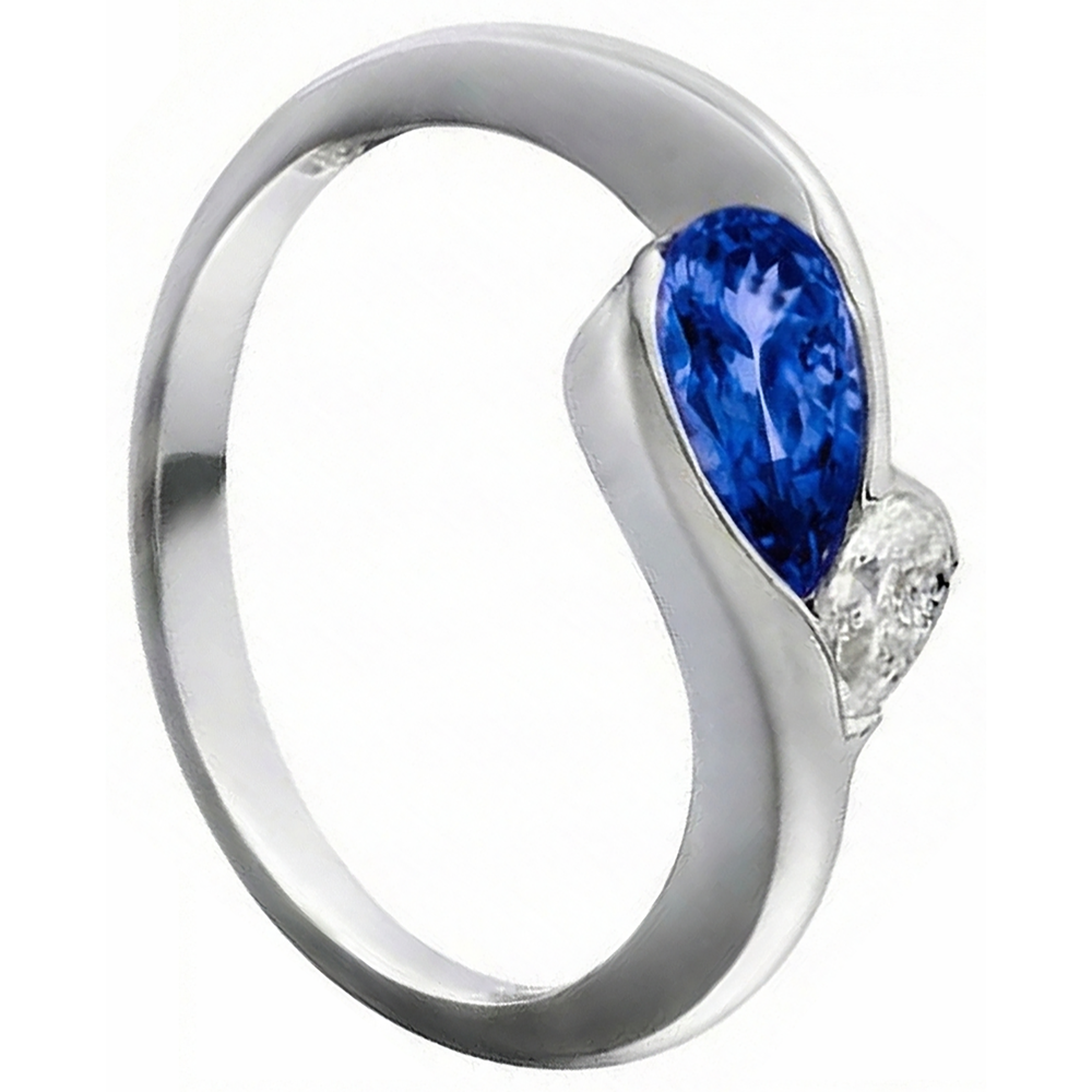 Antique Style 2.01 Carat Gold Ring Tanzanite Pear Natural Earth Mined Diamond
