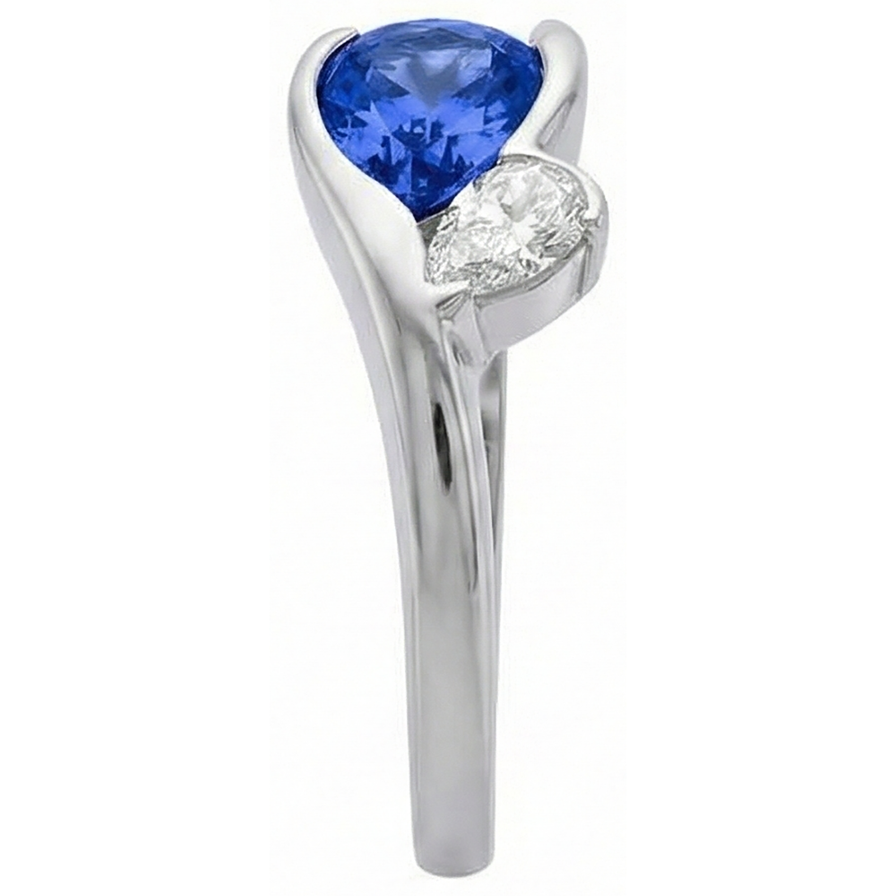 Antique Style 2.01 Carat Gold Ring Tanzanite Pear Natural Earth Mined Diamond