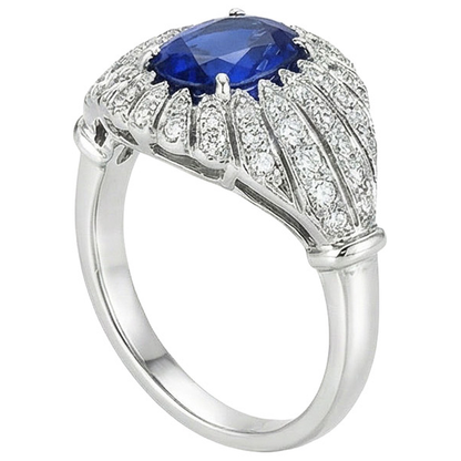 Antique Style Blue Sapphire IGI CERTIFIED Diamond Women’s Ring 8.75 Carats