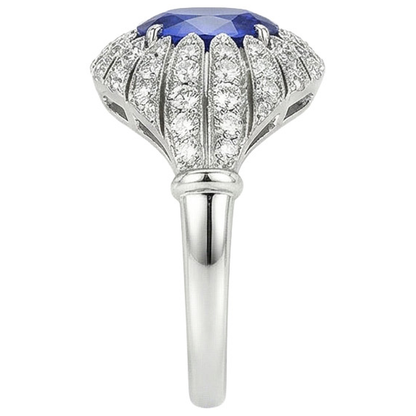 Antique Style Blue Sapphire IGI CERTIFIED Diamond Women’s Ring 8.75 Carats