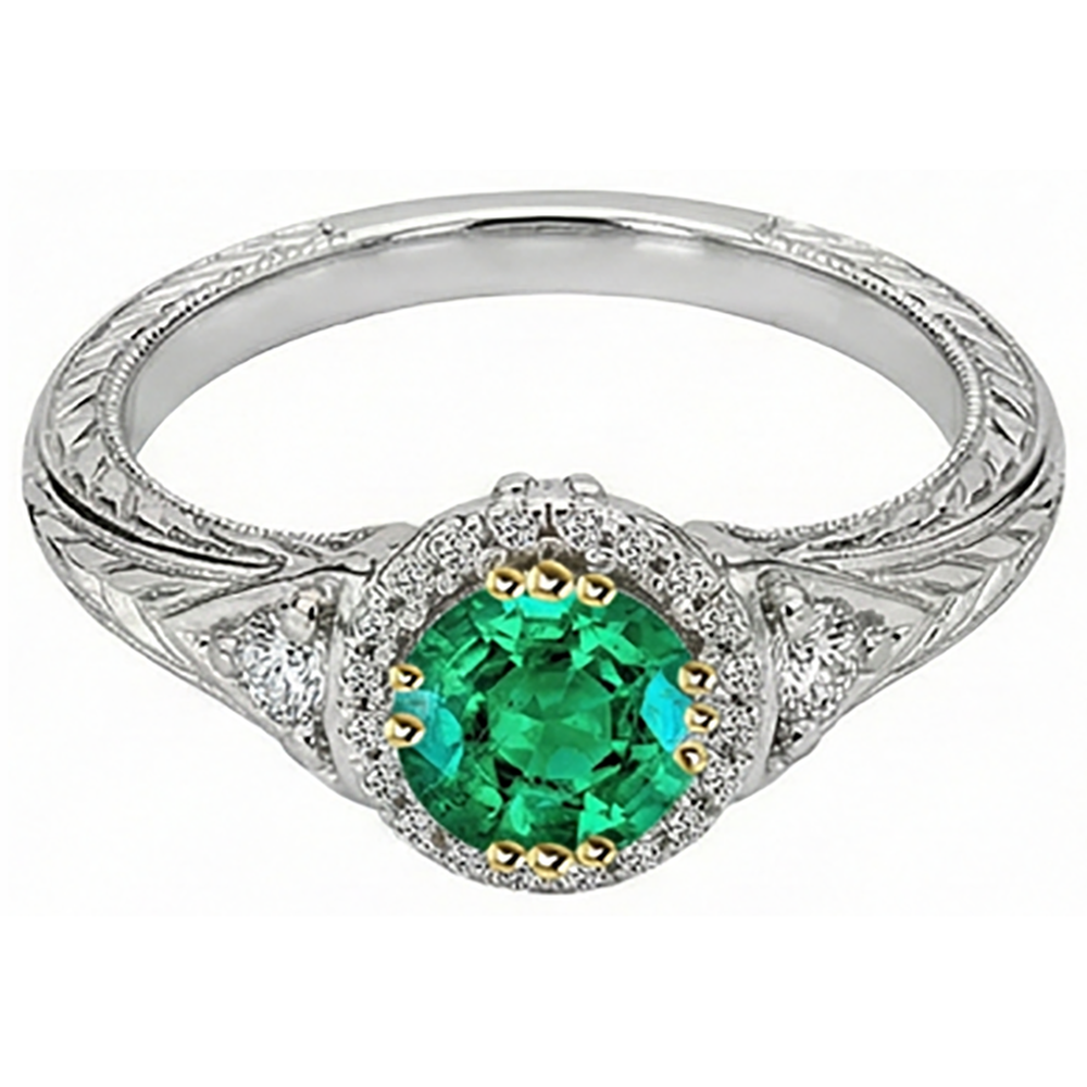Natural Real ( Not Lab Grown ) Antique Style Green Emerald GIA Ring Designer Women’s Jewelry