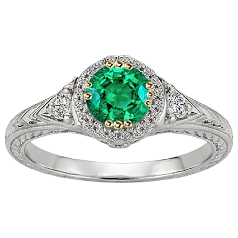 Natural Real ( Not Lab Grown ) Antique Style Green Emerald GIA Ring Designer Women’s Jewelry