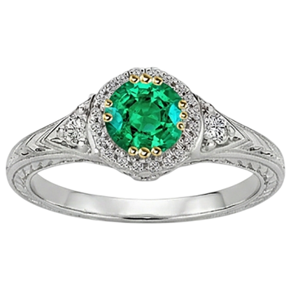 Natural Real ( Not Lab Grown ) Antique Style Green Emerald GIA Ring Designer Women’s Jewelry