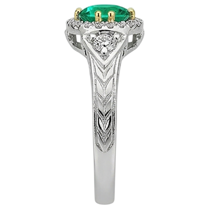 Natural Real ( Not Lab Grown ) Antique Style Green Emerald GIA Ring Designer Women’s Jewelry