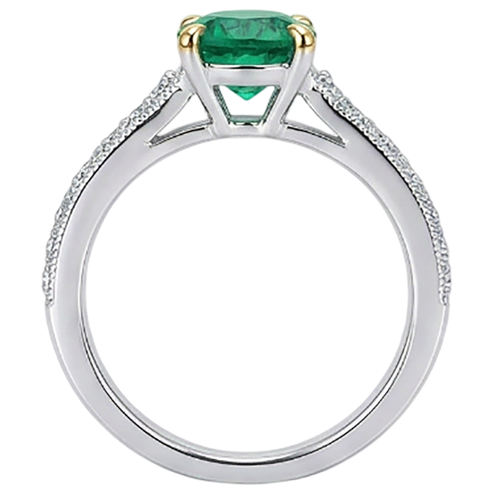 natural round emerald 2ct ring with diamond accents
