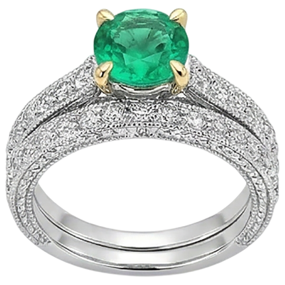 natural round emerald 2ct ring profile view