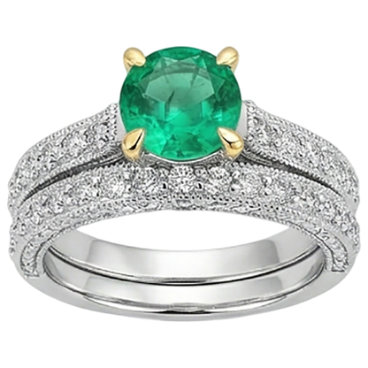 natural round emerald 2ct ring side angle