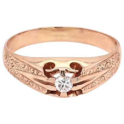 Antique Style Gypsy Men's Genuine Diamond Ring 0.50 Carats Filigree